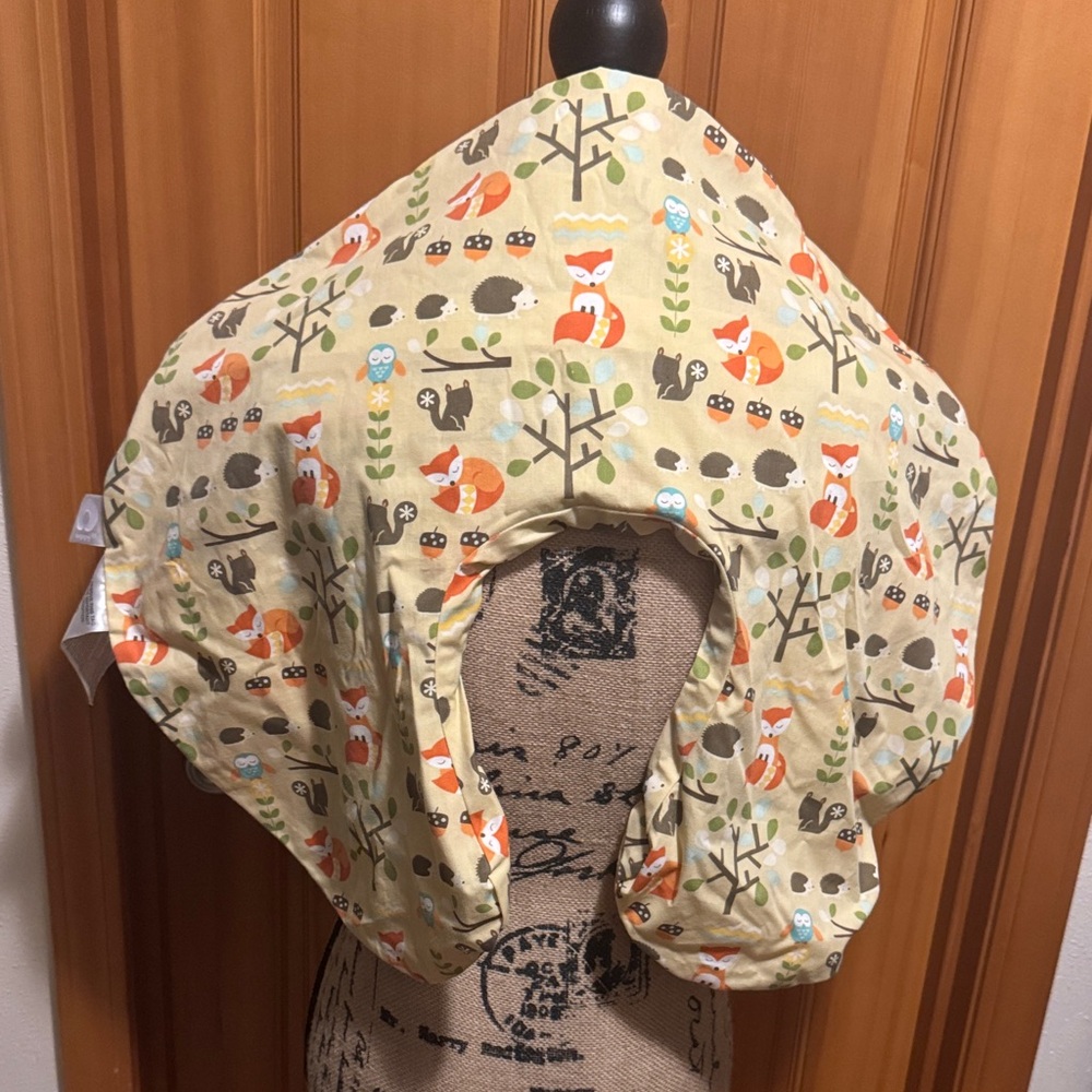 EUC - 2 Fox Print Feeding, Propping, Tummy Time, Sitting -Nursing Pillow Cover